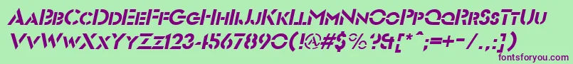 FuturiststencilItalic-fontti – violetit fontit vihreällä taustalla