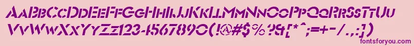 FuturiststencilItalic-fontti – violetit fontit vaaleanpunaisella taustalla