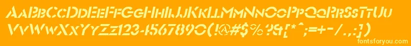 FuturiststencilItalic-fontti – keltaiset fontit oranssilla taustalla