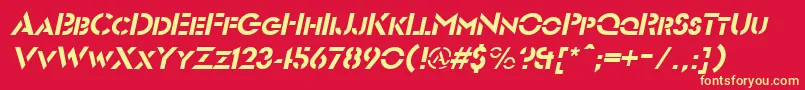 FuturiststencilItalic Font – Yellow Fonts on Red Background