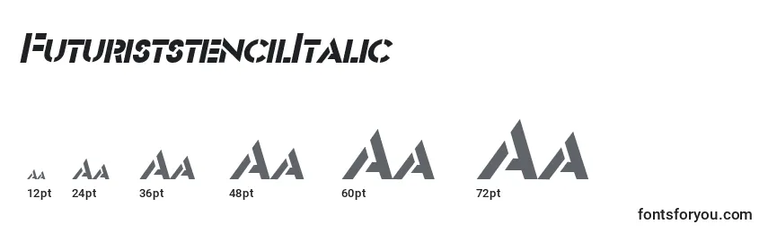 Размеры шрифта FuturiststencilItalic