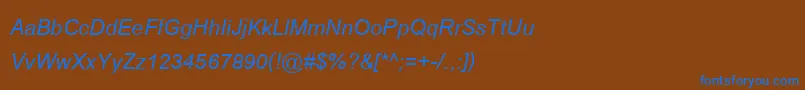 CordiaNewBoldItalic-Schriftart – Blaue Schriften auf braunem Hintergrund