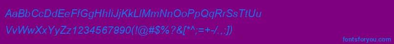 CordiaNewBoldItalic-Schriftart – Blaue Schriften auf violettem Hintergrund