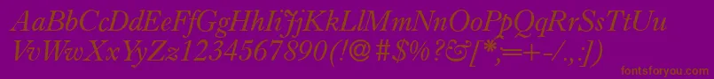 I771RomanItalic Font – Brown Fonts on Purple Background