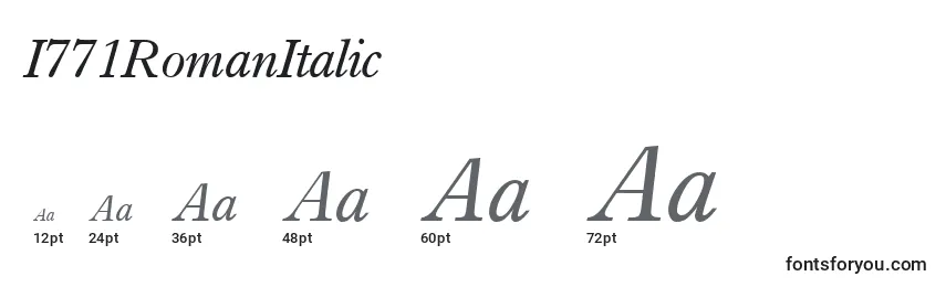 I771RomanItalic Font Sizes