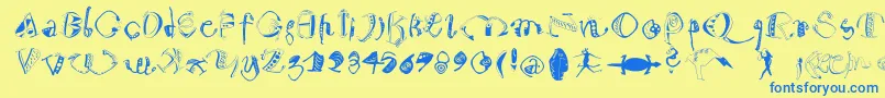 Warum2001 Font – Blue Fonts on Yellow Background