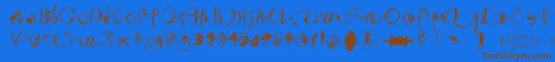 Warum2001 Font – Brown Fonts on Blue Background