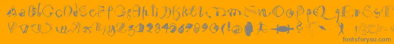 Weitere Informationen zur Warum2001-Schriftart Warum2001-Schriftart – Graue Schriften auf orangefarbenem Hintergrund