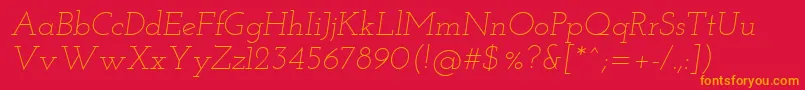 Josefinslab Lightitalic Font – Orange Fonts on Red Background