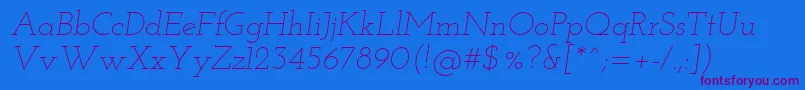 Fonte Josefinslab Lightitalic – fontes roxas em um fundo azul