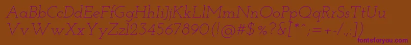 Josefinslab Lightitalic Font – Purple Fonts on Brown Background