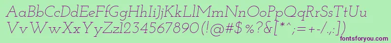Josefinslab Lightitalic Font – Purple Fonts on Green Background