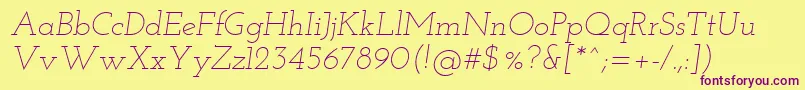 Josefinslab Lightitalic Font – Purple Fonts on Yellow Background