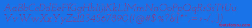 Josefinslab Lightitalic Font – Red Fonts on Blue Background