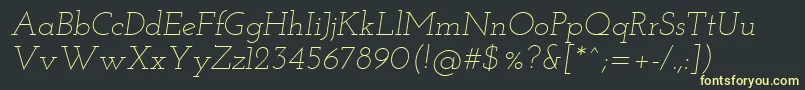 Fonte Josefinslab Lightitalic – fontes amarelas em um fundo preto