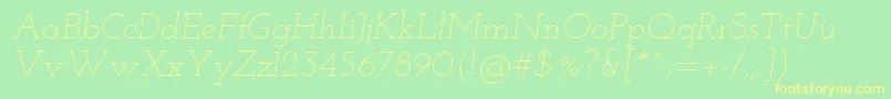 フォントJosefinslab Lightitalic – 黄色の文字が緑の背景にあります