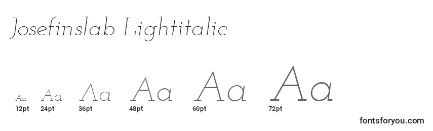Размеры шрифта Josefinslab Lightitalic