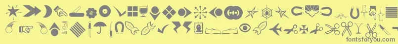 Fonte Journaldingbats3 – fontes cinzas em um fundo amarelo
