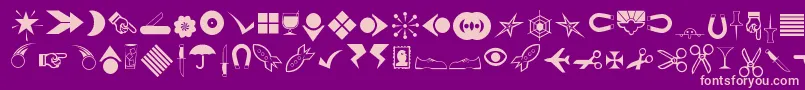 Journaldingbats3-Schriftart – Rosa Schriften auf violettem Hintergrund