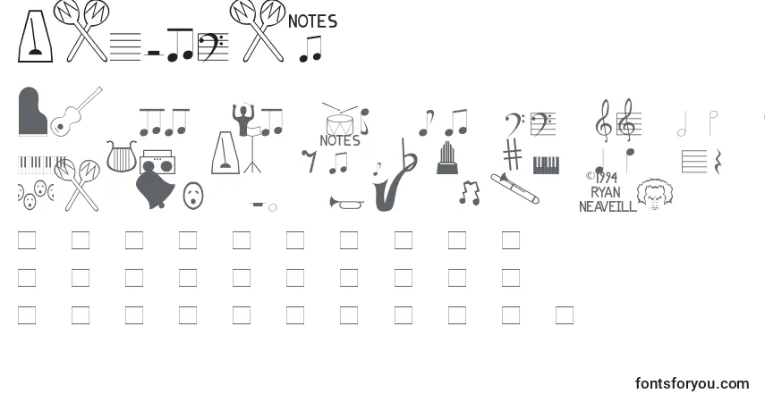 Schriftart Musicfun – Alphabet, Zahlen, spezielle Symbole
