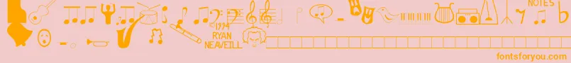 フォントMusicfun – オレンジの文字がピンクの背景にあります。