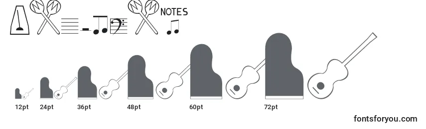Размеры шрифта Musicfun