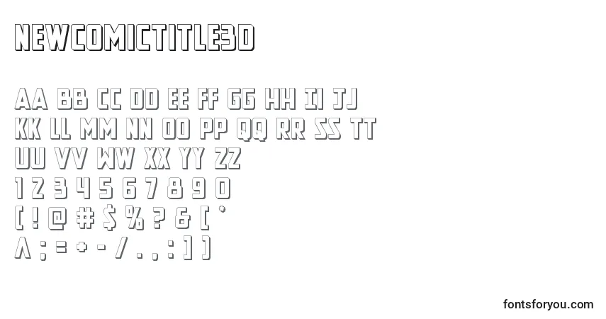 A fonte Newcomictitle3D – alfabeto, números, caracteres especiais