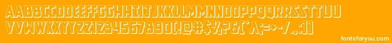 Newcomictitle3D-Schriftart – Weiße Schriften auf orangefarbenem Hintergrund
