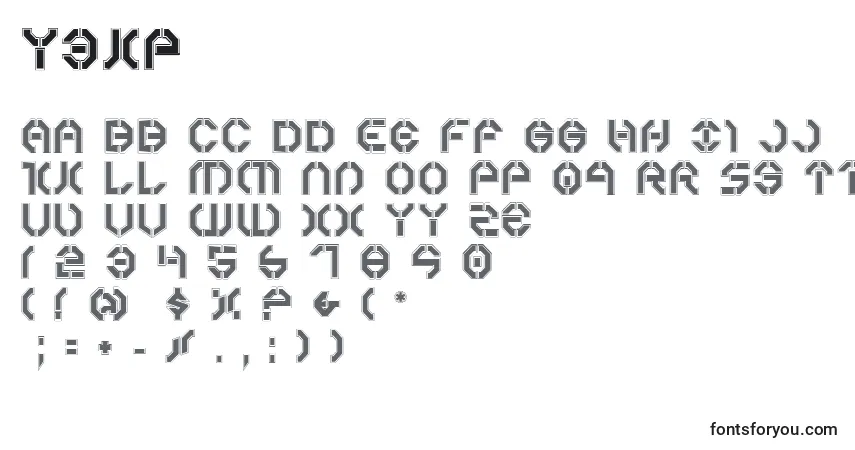 Czcionka Y3kp – alfabet, cyfry, specjalne znaki