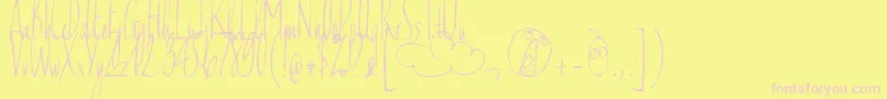CantWriteQuicklyInWinter-Schriftart – Rosa Schriften auf gelbem Hintergrund