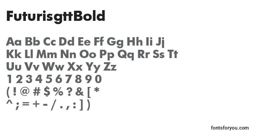 A fonte FuturisgttBold – alfabeto, números, caracteres especiais