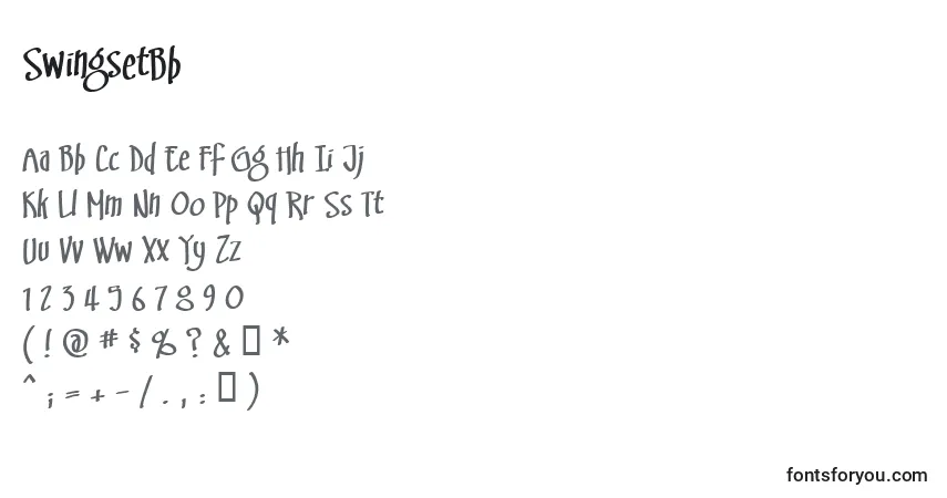 Czcionka SwingsetBb – alfabet, cyfry, specjalne znaki