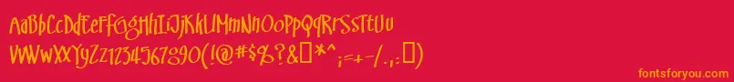 フォントSwingsetBb – 赤い背景にオレンジの文字