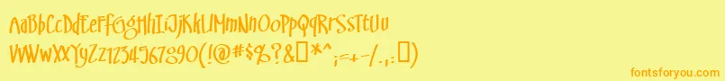 フォントSwingsetBb – オレンジの文字が黄色の背景にあります。