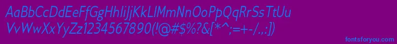 GilliusadfConditalic Font – Blue Fonts on Purple Background
