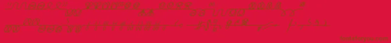 NumukkiI-Schriftart – Braune Schriften auf rotem Hintergrund
