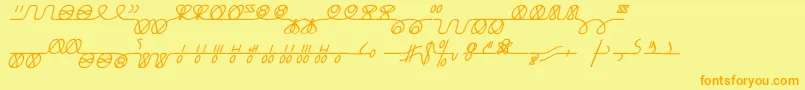 フォントNumukkiI – オレンジの文字が黄色の背景にあります。