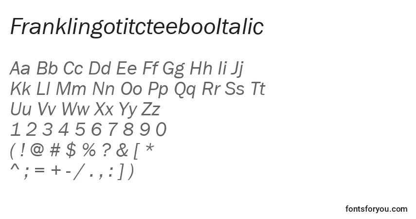 Шрифт FranklingotitcteebooItalic – алфавит, цифры, специальные символы