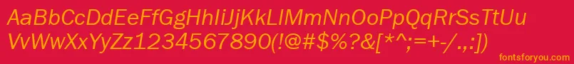 フォントFranklingotitcteebooItalic – 赤い背景にオレンジの文字