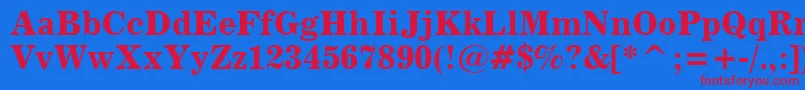 フォントNews705BoldBt – 赤い文字の青い背景