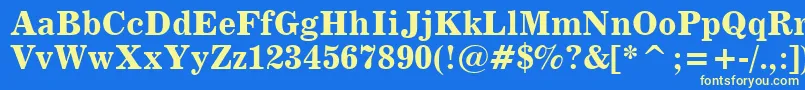 フォントNews705BoldBt – 黄色の文字、青い背景