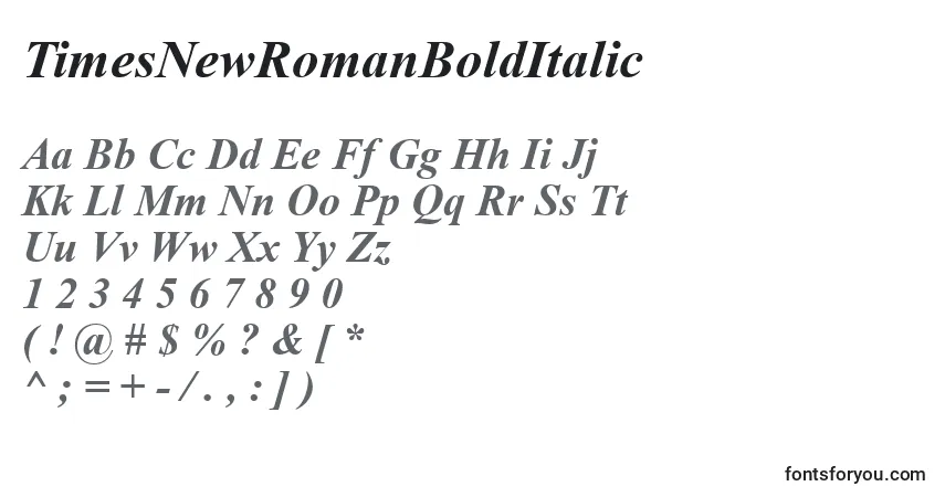 Schriftart TimesNewRomanBoldItalic – Alphabet, Zahlen, spezielle Symbole