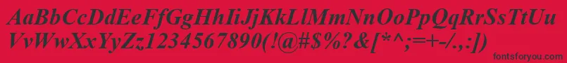 TimesNewRomanBoldItalic Font – Black Fonts on Red Background