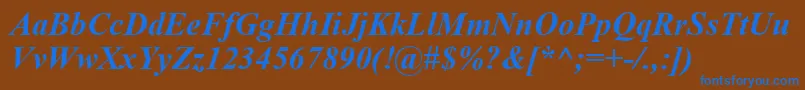 TimesNewRomanBoldItalic-Schriftart – Blaue Schriften auf braunem Hintergrund