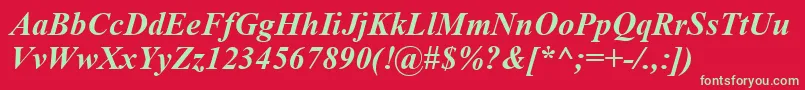 TimesNewRomanBoldItalic Font – Green Fonts on Red Background