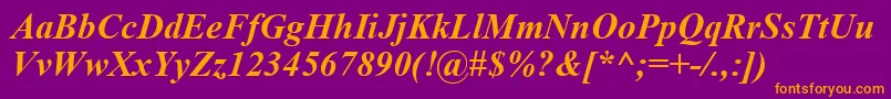 TimesNewRomanBoldItalic-fontti – oranssit fontit violetilla taustalla