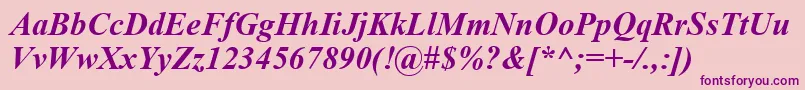 TimesNewRomanBoldItalic Font – Purple Fonts on Pink Background