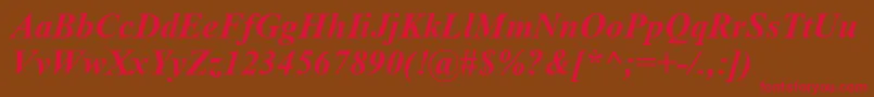 TimesNewRomanBoldItalic-Schriftart – Rote Schriften auf braunem Hintergrund