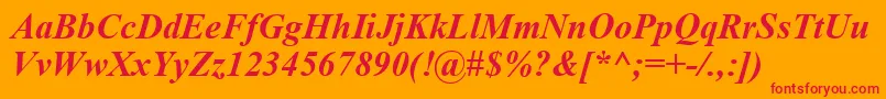 TimesNewRomanBoldItalic Font – Red Fonts on Orange Background