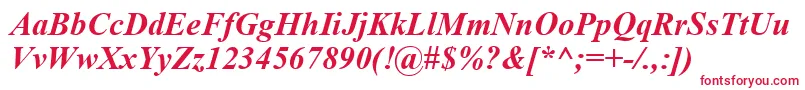 フォントTimesNewRomanBoldItalic – 白い背景に赤い文字